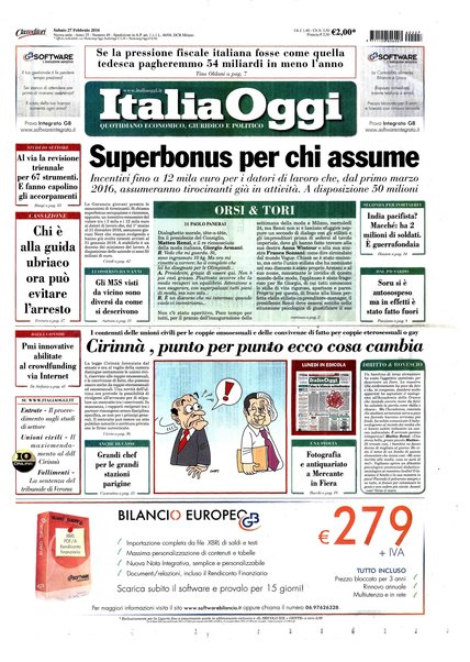 Italia oggi : quotidiano di economia finanza e politica